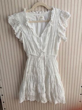 Max Studio White Ruffled Sleeve Mini Dress